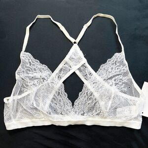 🔮 5/$25 City Streets‎ Racerback White Lace Bralette NWT